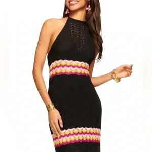 Ramy Brook Haidyn Black Knit Halter Maxi Dress XXL NWT Cotton